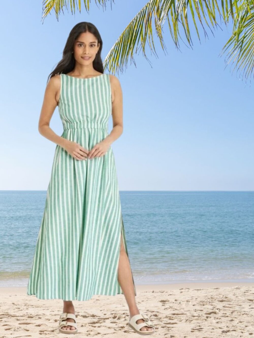 Universal Thread XXL Green Striped Maxi A-Line Dress NWT